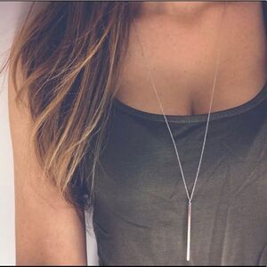 New Silver Stick Necklace Casual Necklace